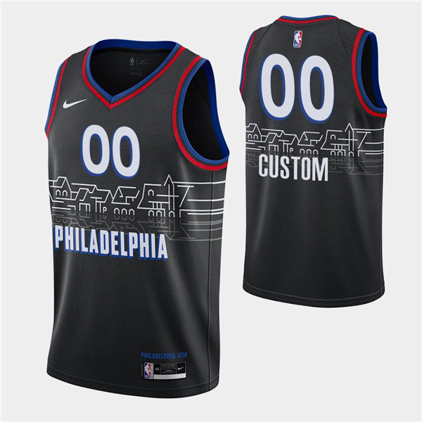 Men's Philadelphia 76ers Active Player Custom 2020-21 Black City Edition Stitched NBA Jersey